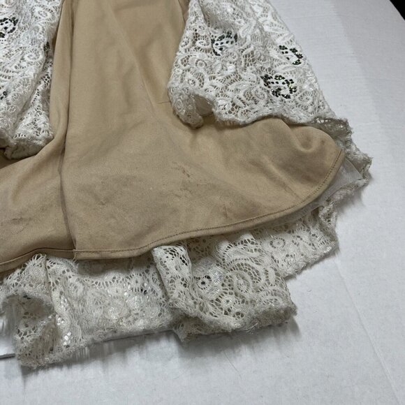 La‎ Femme 2 Piece Gown Womens 8 White Sequin Lace Halter Lace Up Slit Maxi Skirt - Picture 8 of 16